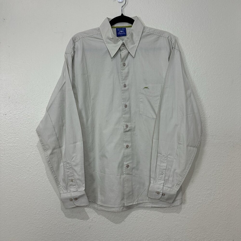 Atletica Shirt Size Large Beige Long Sleeve Button Down 100% Cotton